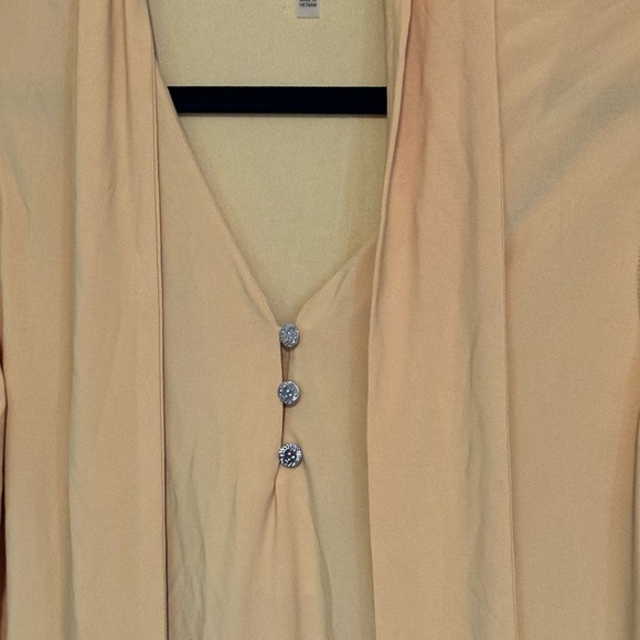 Anne Klein Mustard Sleeveless Drape Blouse - Picture 2 of 5